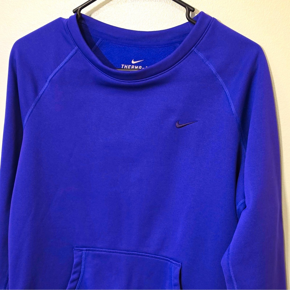 Nike Therma-FIT Men's Purple Fleece Crewneck Pullover Sweatshirt Pockets M #276